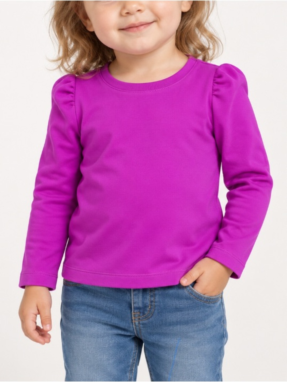 Lilly Pulitzer Girls' Long Sleeve Puff Shoulder Top - Bright Magenta